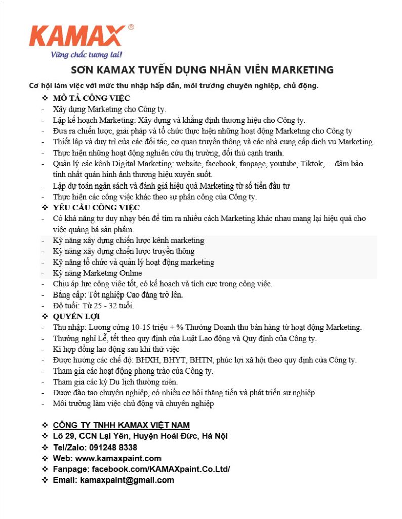 tuyển dụng nhân viên marketing